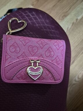 Juicy Couture Hot Pink Heart Charm Mini Wallet Keychain
